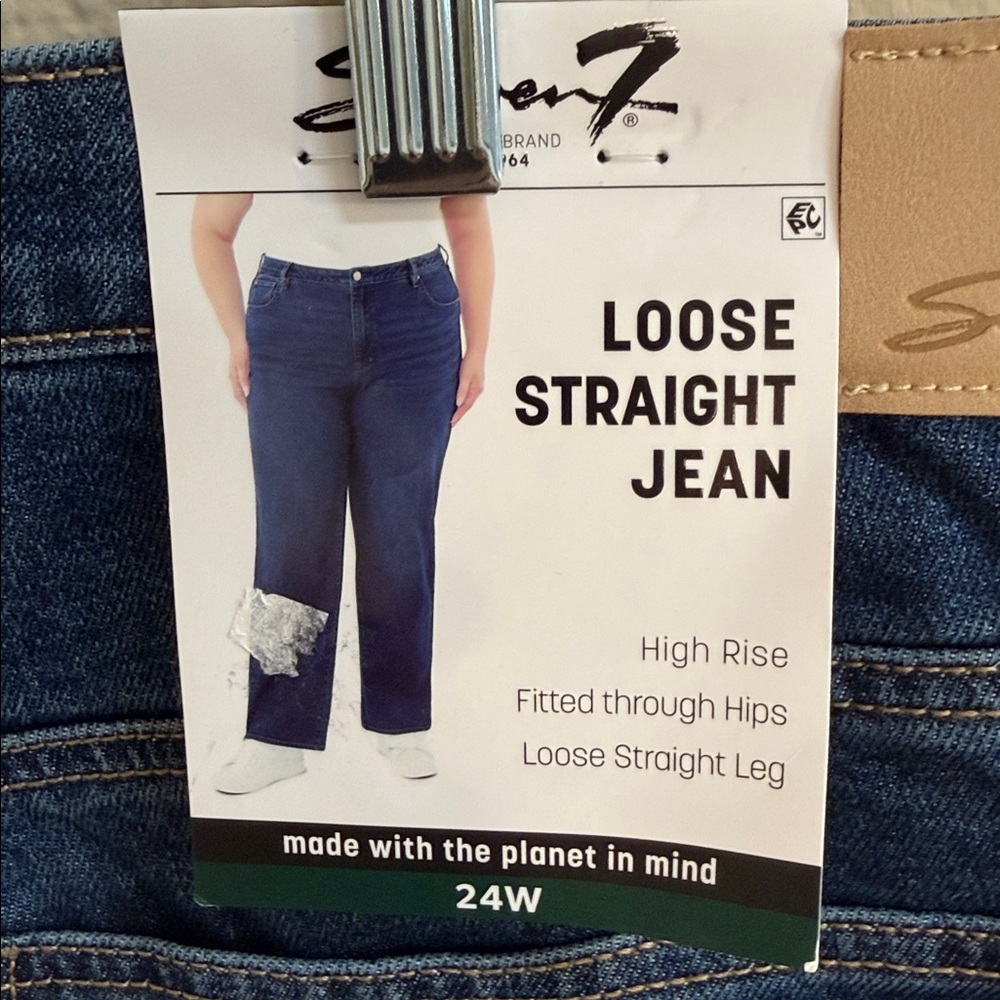 NWT Size 24W Seven7 Loose Straight Jean